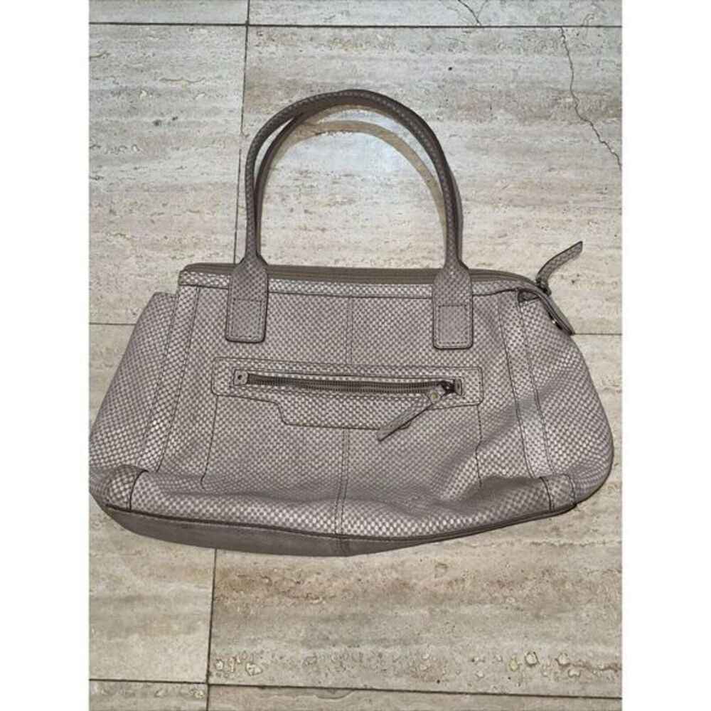 Rare‎ Fossil Hayden Leather Textured Satchel Bag Beige Stone